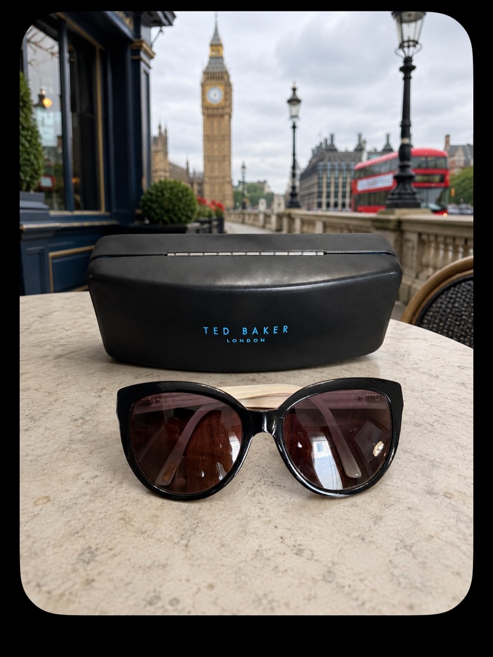 Ted Baker Black Cat-Eye Sunglasses with Brown-Tinted Lenses